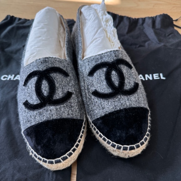 Chanel Espadrille 38 Woven Felt CC Runway Rare Flats CC-0322N-0082 - Picture 10 of 11